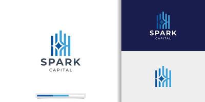 Spark logo with combine finance capital designs vector template.