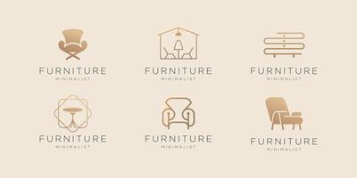 conjunto mueble logo inspiración .interior logo sillón, minimalista estilo, logo vector silla. sofá icono modelo.