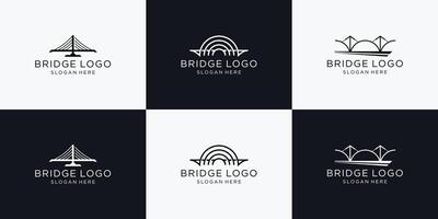 Set of bridge logo. Abstract bridge minimalist logo collection for business. vector
