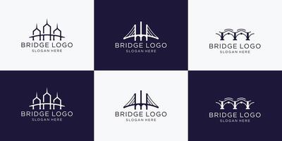 resumen puente minimalista logo colección para negocio de compañía. vector