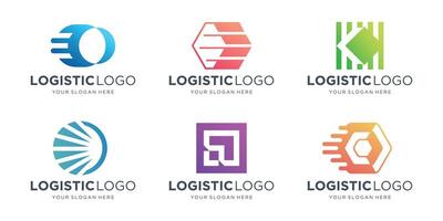 conjunto de resumen logístico logo de Rápido flecha Moviente adelante para mensajero entrega o transporte y Envío servicio. vector aislado flechas icono modelo para transporte logística empresa diseño