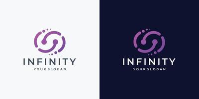 infinity dot tech logo design inspiration. line art style modern infinite, loop symbol branding. vector