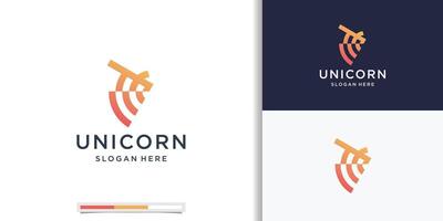 geométrico minimalista unicornio logo diseño inspiración con degradado color marca. vector