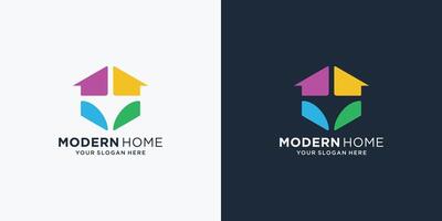 Abstract home logo design template. Minimal real estate property vector symbol with colorful inspiration