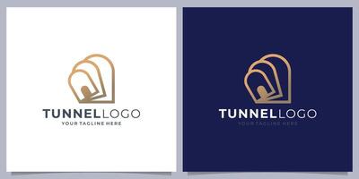 túnel logo plantilla, sencillo plano icono con geométrico formas marca identidad para construcción, túnel, subterraneo, subterráneo, vector