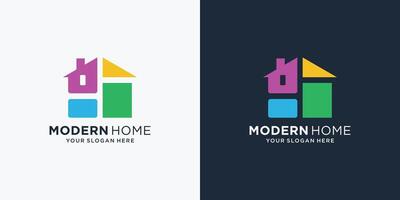 Abstract home logo design template. Minimal real estate property vector symbol with colorful inspiration