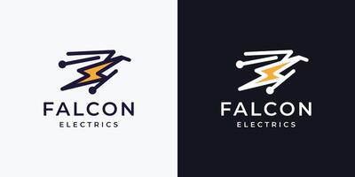 geometry line abstract falcon with electrics logo design inspiration. vector