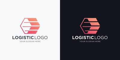 hexagon logistics arrow logo design inspirations with gradient color branding. vector