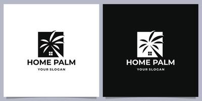 unique palm home logo in negative space design inspiration. luxury palm leaf concept. vector