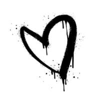 Spray painted graffiti heart sign in black over white. Love heart drip symbol. isolated on white background. vector illustration