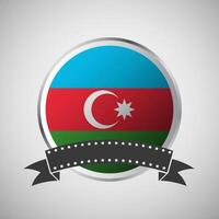 Vector Azerbaijan Round Flag Banner Vector Illustration