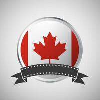 Vector Canada Round Flag Banner Vector Illustration