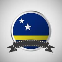 Vector Curacao Round Flag Banner Vector Illustration