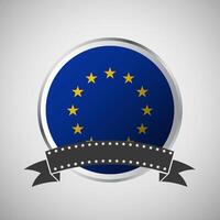 Vector European Union Round Flag Banner Vector Illustration