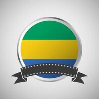 Vector Gabon Round Flag Banner Vector Illustration