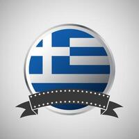Vector Greece Round Flag Banner Vector Illustration