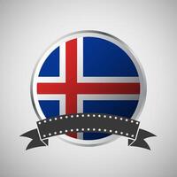 Vector Iceland Round Flag Banner Vector Illustration