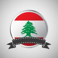 Vector Lebanon Round Flag Banner Vector Illustration