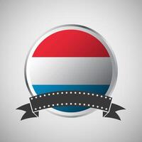 Vector Luxembourg Round Flag Banner Vector Illustration