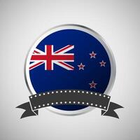 Vector New Zealand Round Flag Banner Vector Illustration