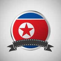 Vector North Korea Round Flag Banner Vector Illustration