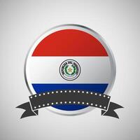 Vector Paraguay Round Flag Banner Vector Illustration