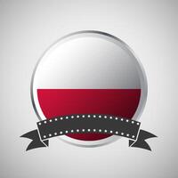 Vector Poland Round Flag Banner Vector Illustration