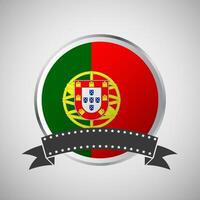 Vector Portugal Round Flag Banner Vector Illustration