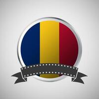 Vector Romania Round Flag Banner Vector Illustration