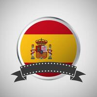 Vector Spain Round Flag Banner Vector Illustration