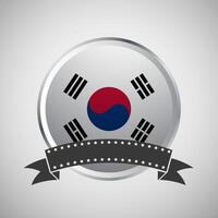 Vector South Korea Round Flag Banner Vector Illustration