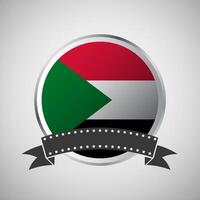 Vector Sudan Round Flag Banner Vector Illustration