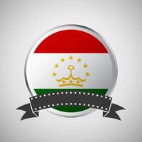 Vector Tajikistan Round Flag Banner Vector Illustration