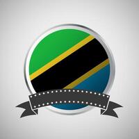 Vector Tanzania Round Flag Banner Vector Illustration