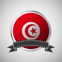 Vector Tunisia Round Flag Banner Vector Illustration