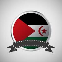 Vector Western Sahara Round Flag Banner Vector Illustration