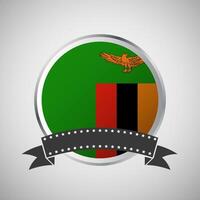 Vector Zambia Round Flag Banner Vector Illustration