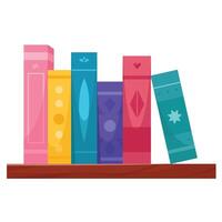 Vector bookshelf with books vector isolated illustration on white background