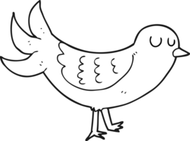 hand drawn black and white cartoon bird png