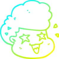 cold gradient line drawing of a cartoon excited boy png