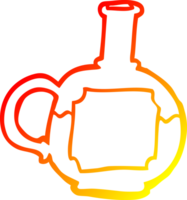 chaud pente ligne dessin de une dessin animé de potion bouteille png