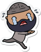 sticker of a cartoon bearded man crying png