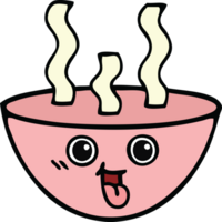 cute cartoon of a bowl of hot soup png