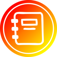 Notitie boek circulaire icoon met warm helling af hebben png