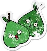 distressed sticker of a cute cartoon pears png