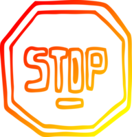 warm gradient line drawing of a cartoon stop sign png