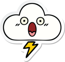 sticker of a cute cartoon thunder cloud png