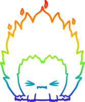 rainbow gradient line drawing of a cartoon fire creature png