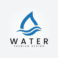 Wave and water drop combination logo vector concept