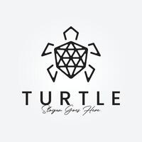 Turtle line art logo vector illustration design with shield shaped shell